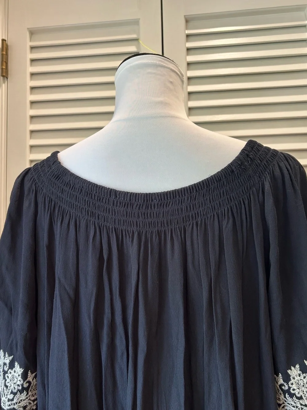 Summer Dress with embroidered white design NWT